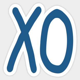 Kiss and hug XO in blush and denim blue Sticker